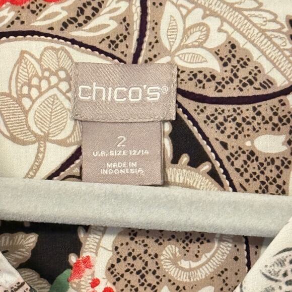 Chicos Silky Soft Floral Button Down Charm Easy Shirt Sz Lrg/2 Office Siren Y2K - Picture 6 of 10